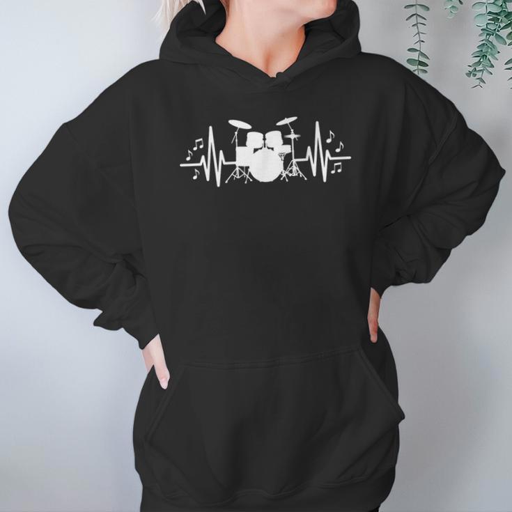 Drum Kit Heartbeat Drummer Music Lover EKG Pulse Set Note Unisex Hoodie
