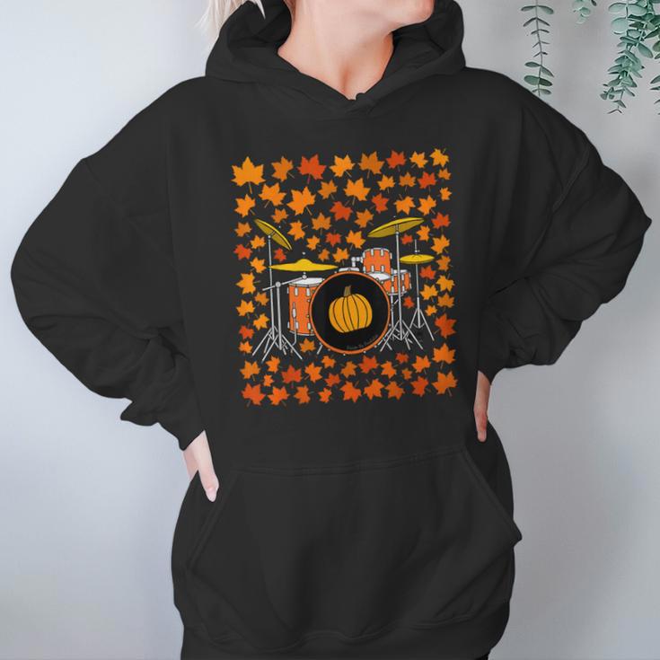 Drum Kit With Leaves Fall Drummer Autumn Musician Unisex Hoodie