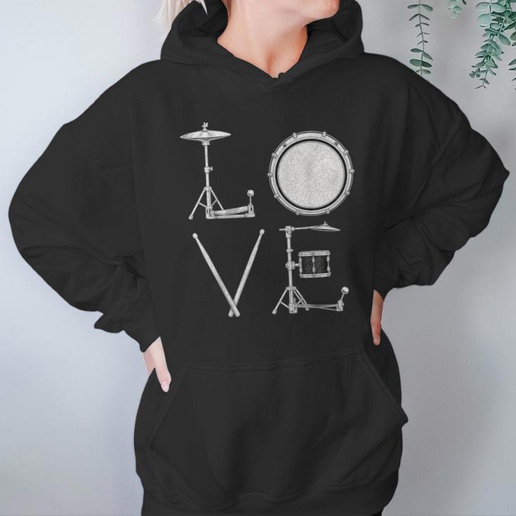 Drum Kit Love Illustration For Music Enthusiasts Unisex Hoodie