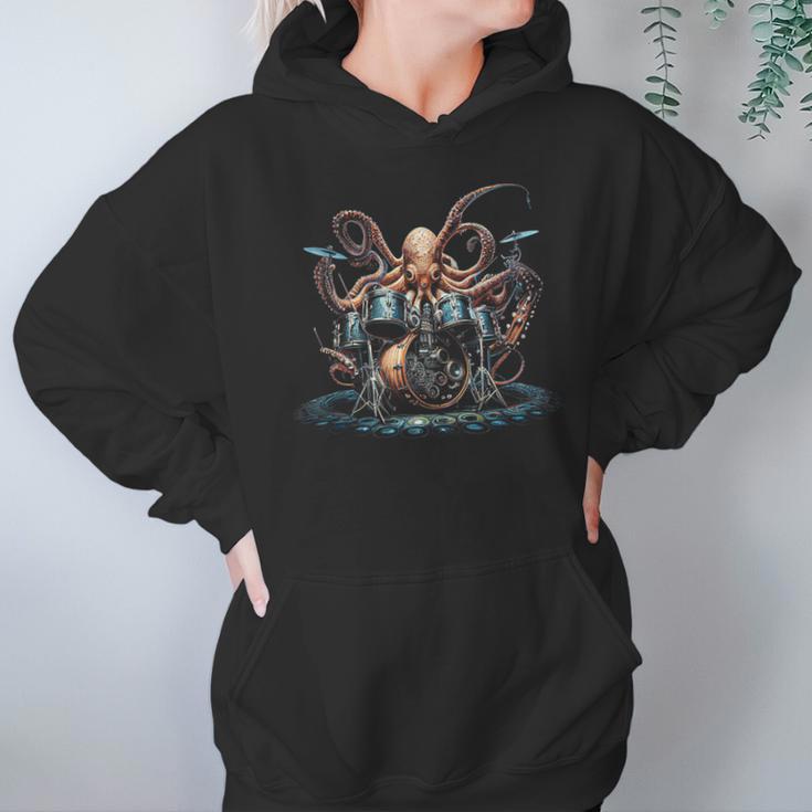Drum Kit Percussionist Drummer Octopus Playing Drums Unisex Hoodie Drum Kit Percussionist Drummer Octopus Playing Drums Unisex Hoodie