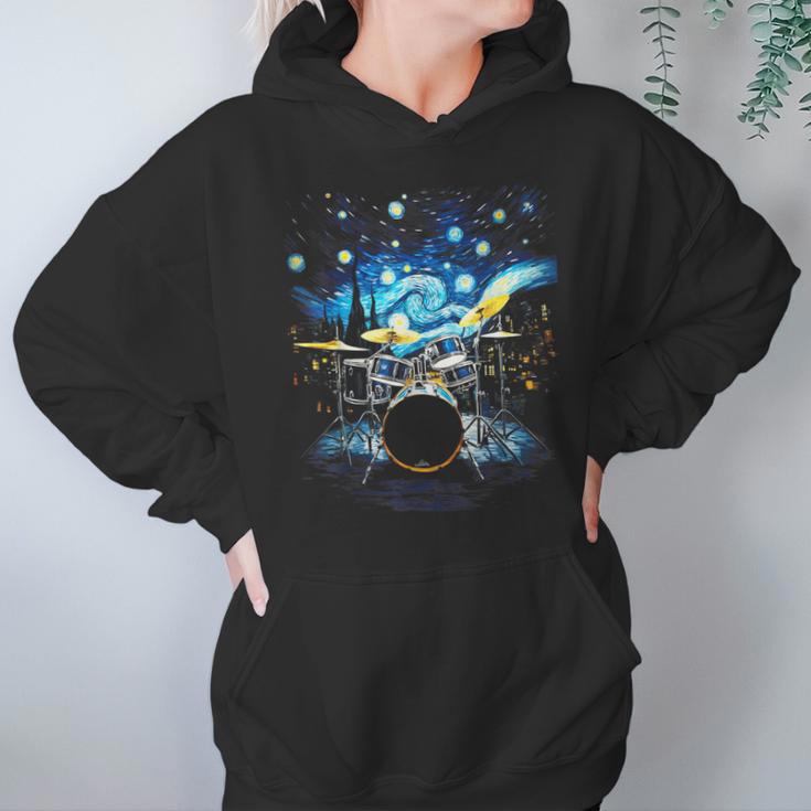 Drum Kit Percussionist Drummer Van Gogh Drums Unisex Hoodie
