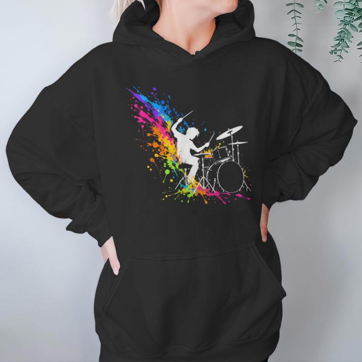 Drummer Silhouette Drum Kit Splatter Art Unisex Hoodie
