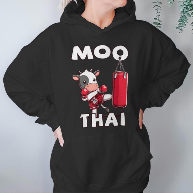 Moo Thai Muay Thai Thai Boxing For Kids Muay Thai Cow Unisex Hoodie