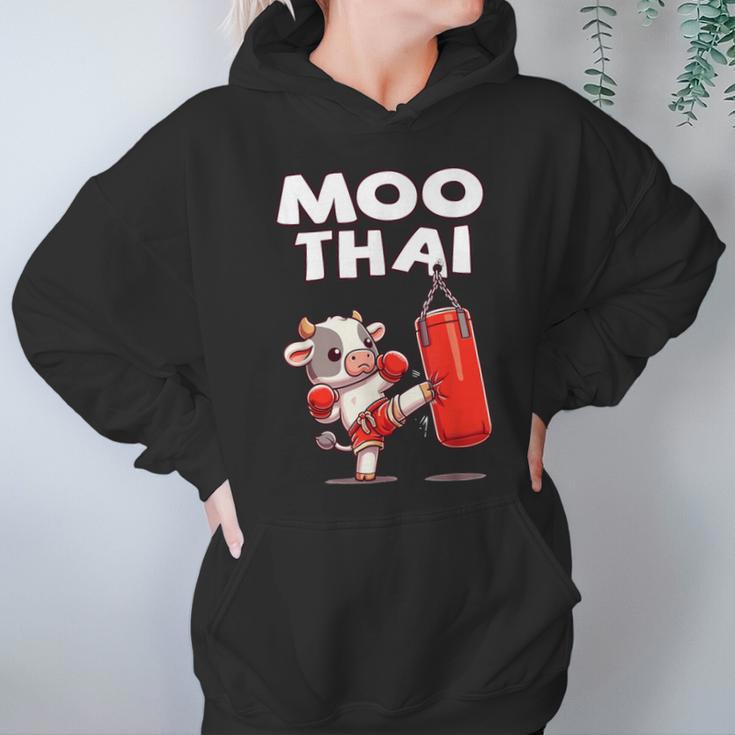 Moo Thai Muay Thai Cow Thai Boxing For Kids Muay Thai Unisex Hoodie