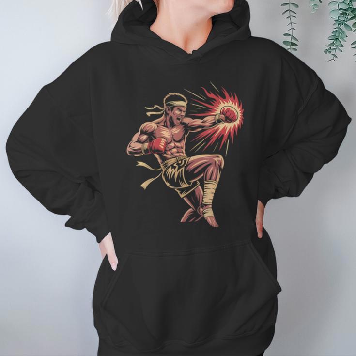 Muay Thai Fighter Southpaw Stance Minimal Silhouette Clean Unisex Hoodie