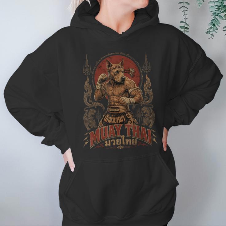 Muay Thai Roots Vintage Thai Boxing Fighter Thailand Dog Unisex Hoodie
