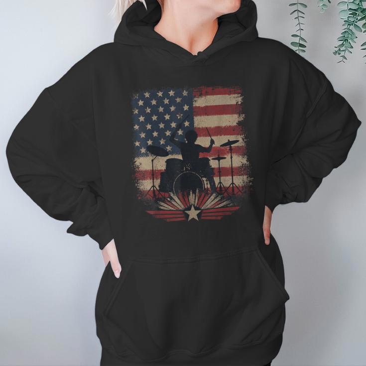Patriotic Drum Kit Silhouette American Flag Unisex Hoodie Patriotic Drum Kit Silhouette American Flag Unisex Hoodie