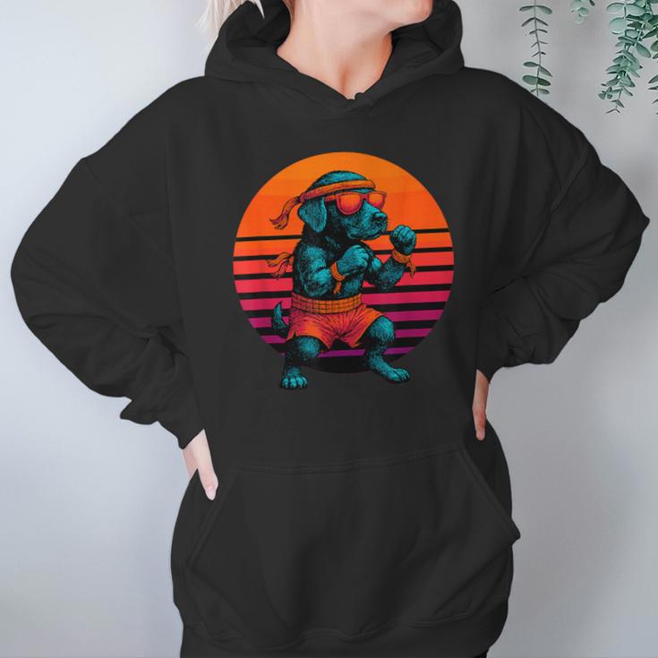 Retro Dog With Gloves Muay Thai Fighter Unisex Hoodie