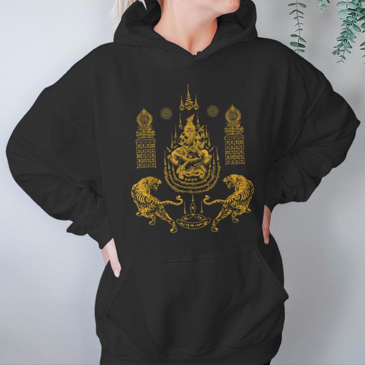 Sawadee Thai Traditional Sak Yant Thai Twin Tigers Muay Thai Unisex Hoodie