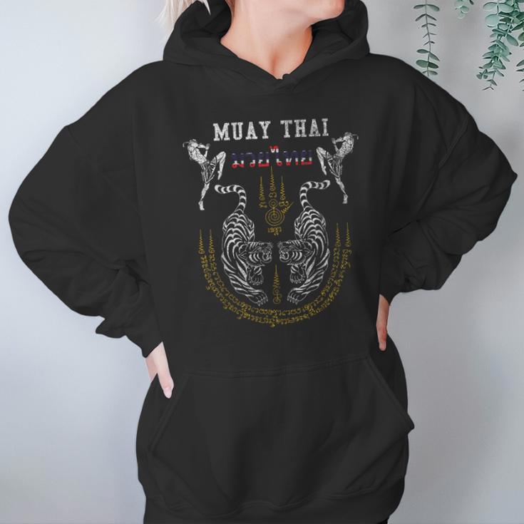 Twin Tiger Sak Yant Muay Thai Fighter Tee Martial Art Unisex Hoodie