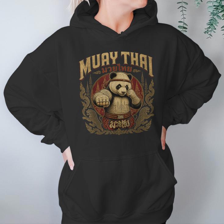 Vintage Muay Thai Gym Thai Boxing Training Fighter Panda Unisex Hoodie