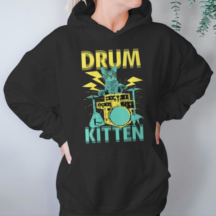 Women's Cute Drummer Cat Drum Kitten Unisex Hoodie Women's Cute Drummer Cat Drum Kitten Unisex Hoodie
