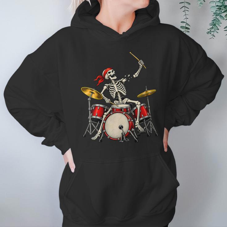 Women's Skeleton Drummer Skull Drum Kit Halloween Unisex Hoodie