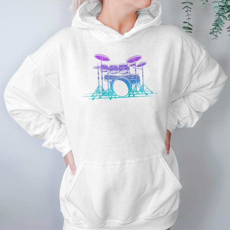 Drum Kit Set Drummer Raglan Baseball Tee Unisex Hoodie