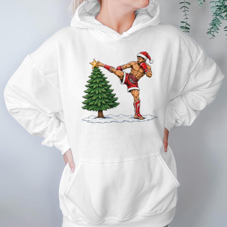 Festive Muay Thai Santa Christmas Unisex Hoodie