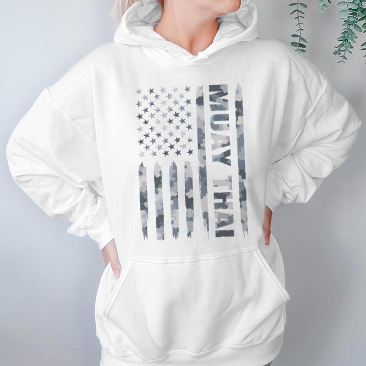 Muay Thai American Flag Camo Military Patriotic Unisex Hoodie