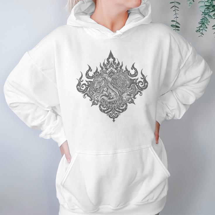 Sak Yant Muay Thai MMA Tattoo Twin Tiger Martial Art Boxing Unisex Hoodie