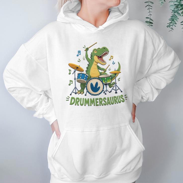T-Rex Drumming With Drum Kit And Musical Notes Unisex Hoodie T-Rex Drumming With Drum Kit And Musical Notes Unisex Hoodie