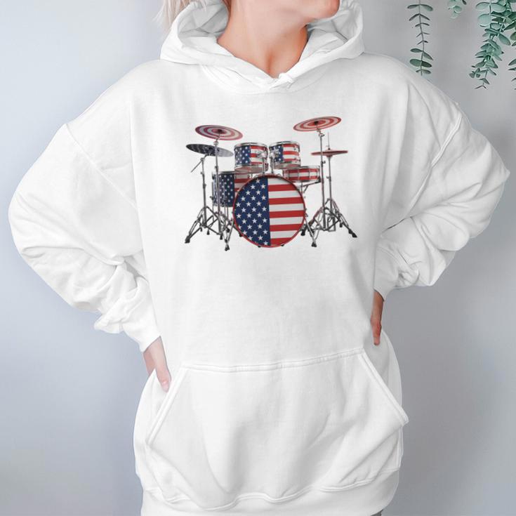 USA Patriotic Drum Kit American Flag Drum Set Unisex Hoodie USA Patriotic Drum Kit American Flag Drum Set Unisex Hoodie