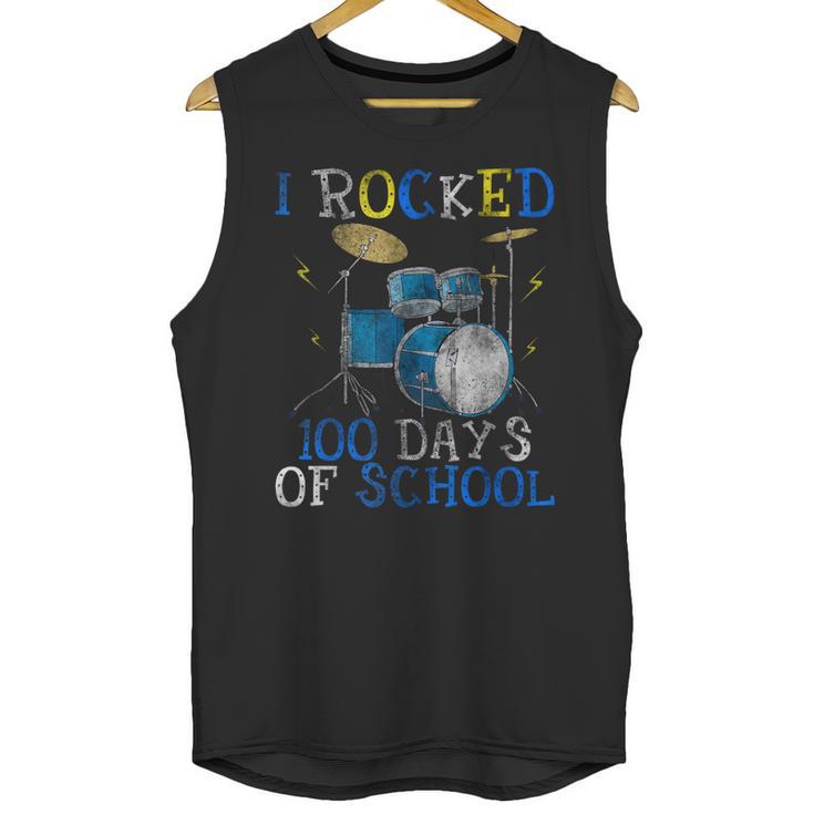 100th Day Of School T Shirt Happy 100 Days Drum Kit Music Unisex Tank Top