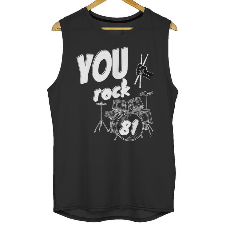 Drum Kit Drummer 81 Years 81st Birthday Men Women Unisex Tank Top