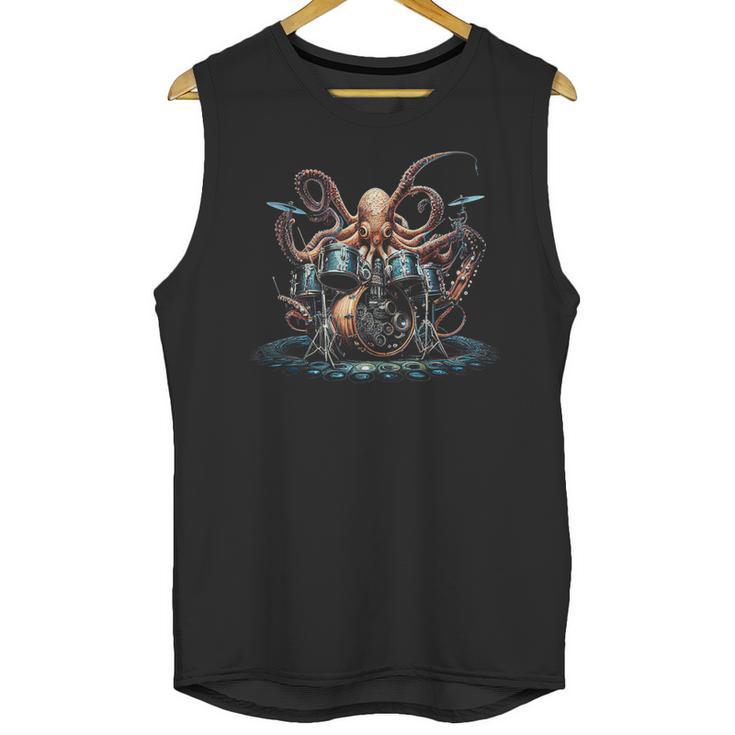 Drum Kit Percussionist Drummer Octopus Playing Drums Unisex Tank Top