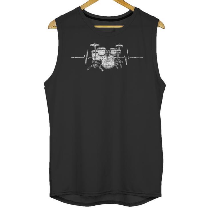 ECG Heartbeat Music Lovers Drumsticks Drum Kit Unisex Tank Top
