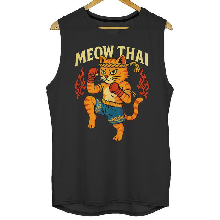 Meow Thai Muay Thai Cat Fighter Pun Dad Joke Unisex Tank Top