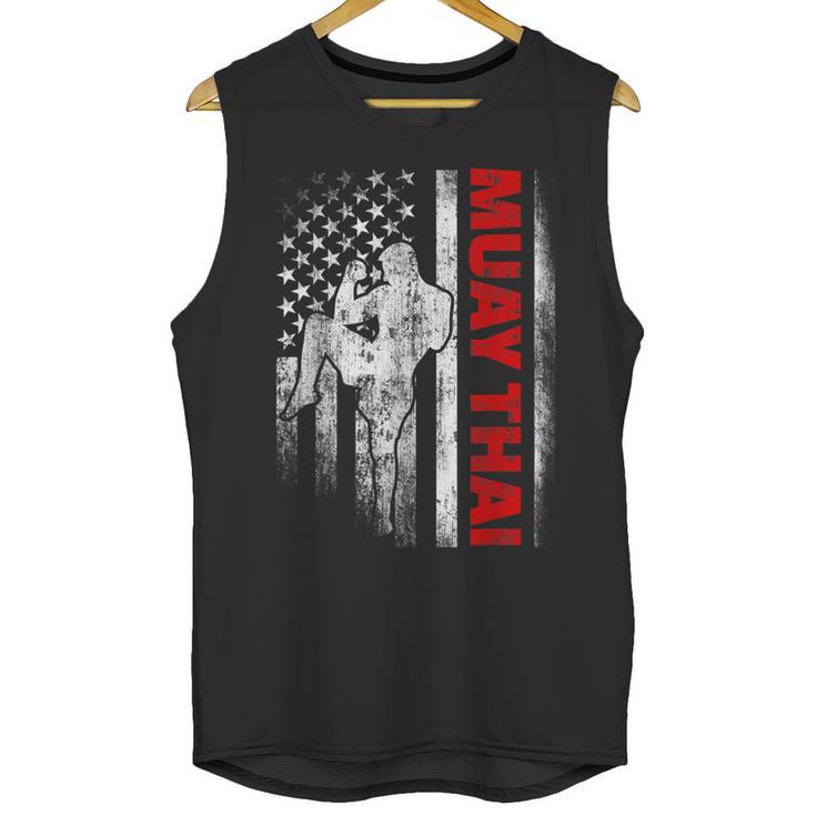 Muay Thai Boxing US American Flag Unisex Tank Top