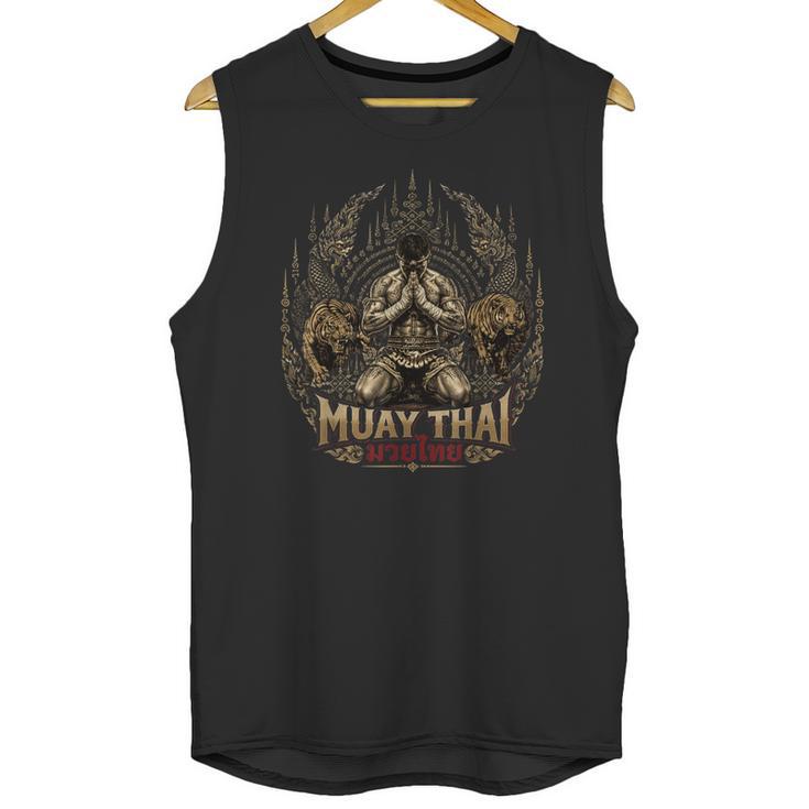 Muay Thai Clinch Vintage Thai Boxing Fighter Art Unisex Tank Top