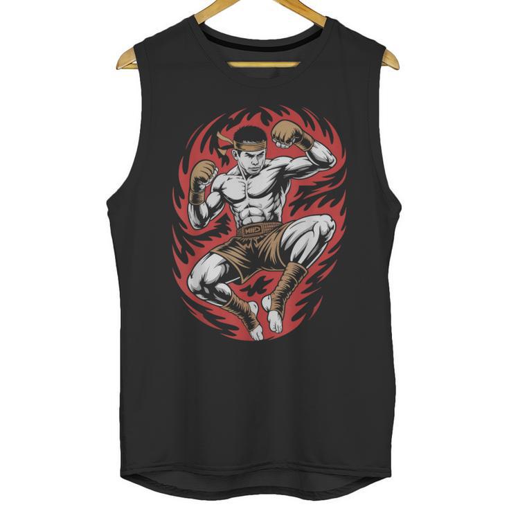 Muay Thai Elbow Strike Silhouette Minimal Clean Sport Unisex Tank Top