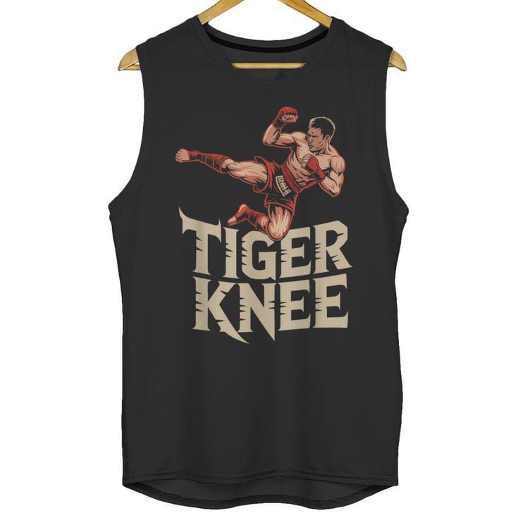 Muay Thai Fighter Tiger Knee Vintage Distressed Badge Unisex Tank Top