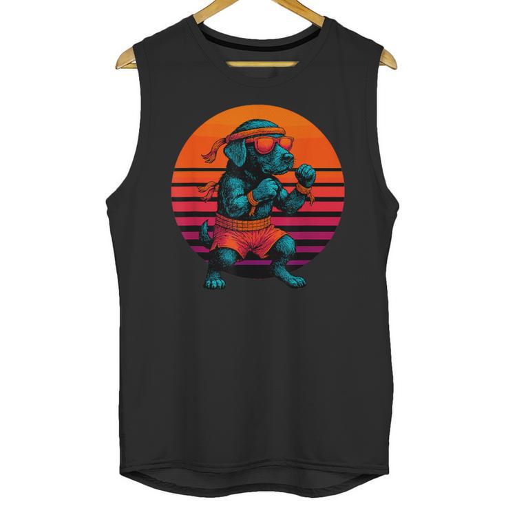 Retro Dog With Gloves Muay Thai Fighter Unisex Tank Top