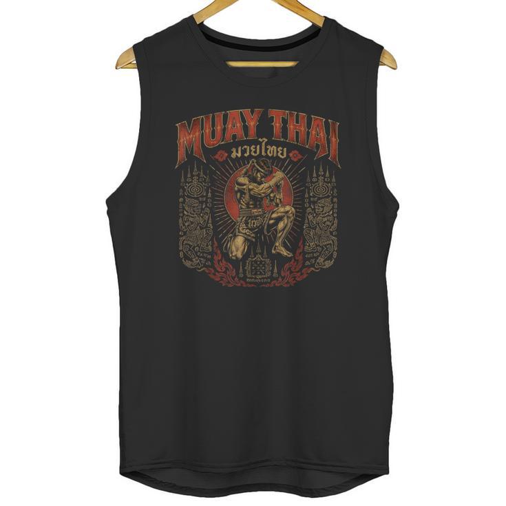 Retro Muay Thai Discipline Thai Boxing Warrior Art Unisex Tank Top