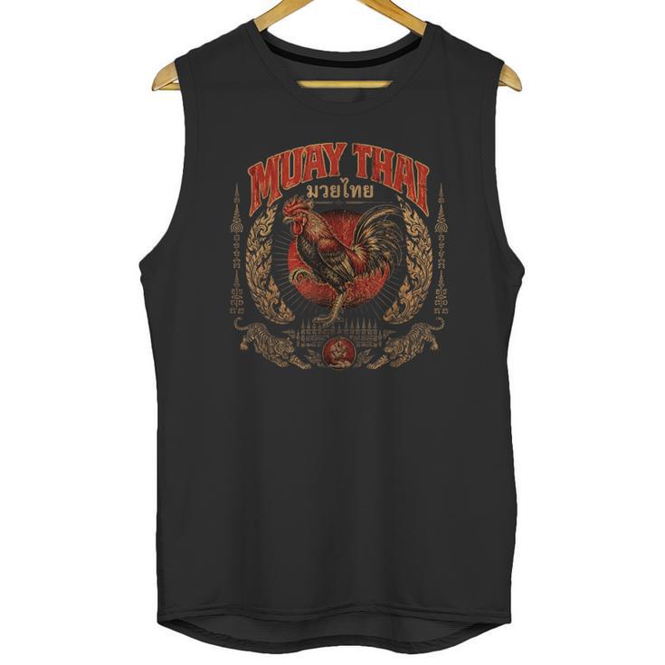 Retro Muay Thai Woman Thai Boxing Warrior Fighter Chicken Unisex Tank Top
