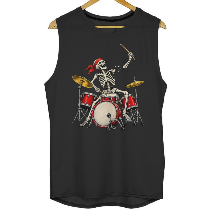 Skeleton Drummer Skull Drum Kit Halloween Sleeveless Unisex Tank Top