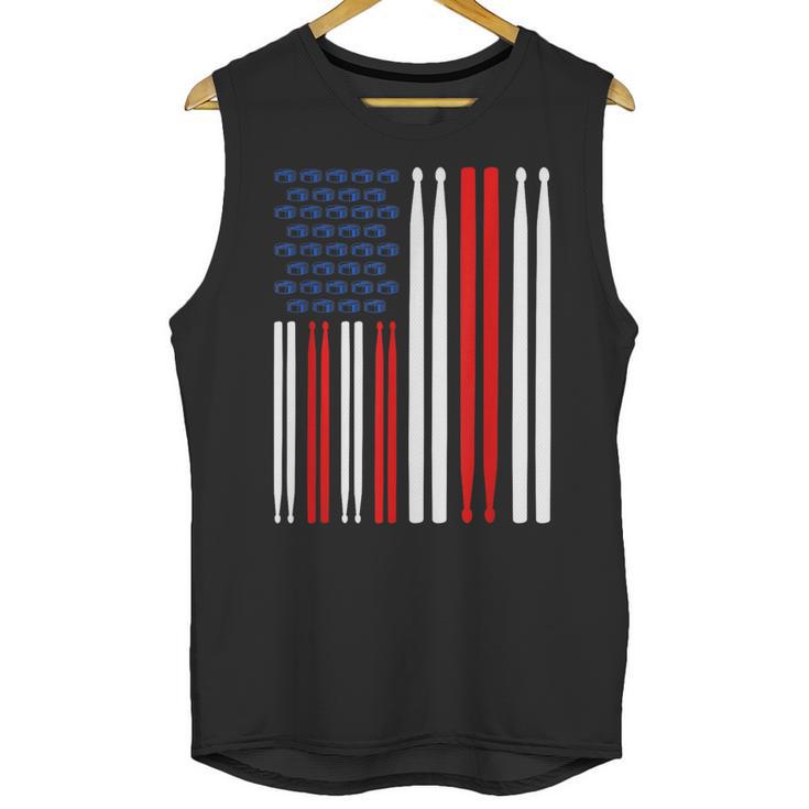USA Flag Drummer Music Drum Kit Unisex Tank Top