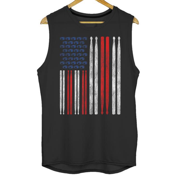 USA Flag Drumsticks Drum Kit Unisex Tank Top