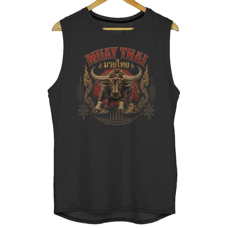 Vintage Muay Thai Dad Thai Boxing Fighter Father Buffalo Unisex Tank Top