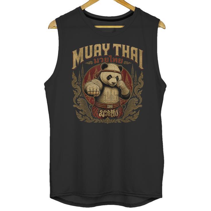 Vintage Muay Thai Gym Thai Boxing Training Fighter Panda Unisex Tank Top
