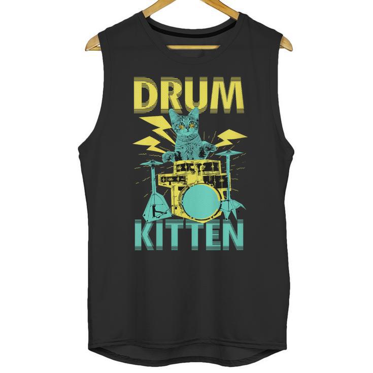 Women's Cute Drummer Cat Drum Kitten Unisex Tank Top