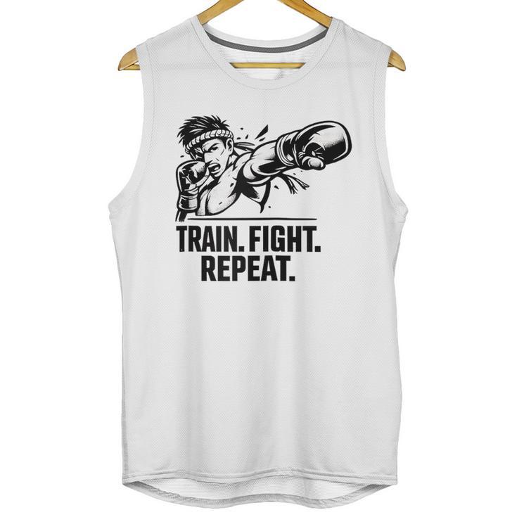 Train Fight Repeat Nak Muay Thai Boxing Fighter Raglan Baseball Tee Unisex Tank Top