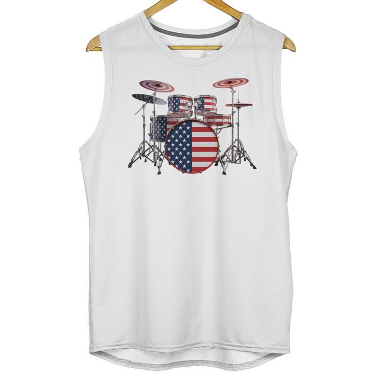 USA Patriotic Drum Kit American Flag Drum Set Unisex Tank Top