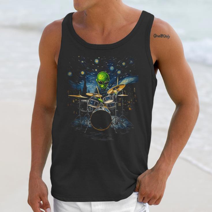 Drum Kit Percussionist Drummer Van Gogh Alien Playing Drums Unisex Tank Top Drum Kit Percussionist Drummer Van Gogh Alien Playing Drums Unisex Tank Top