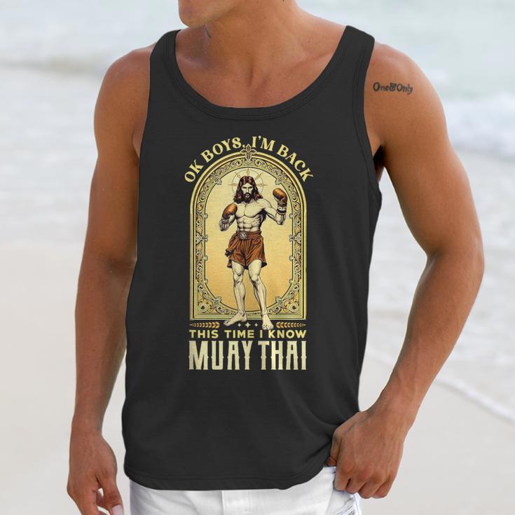 Jesus Knows Muay Thai Boxing Kickboxing MMA Unisex Tank Top