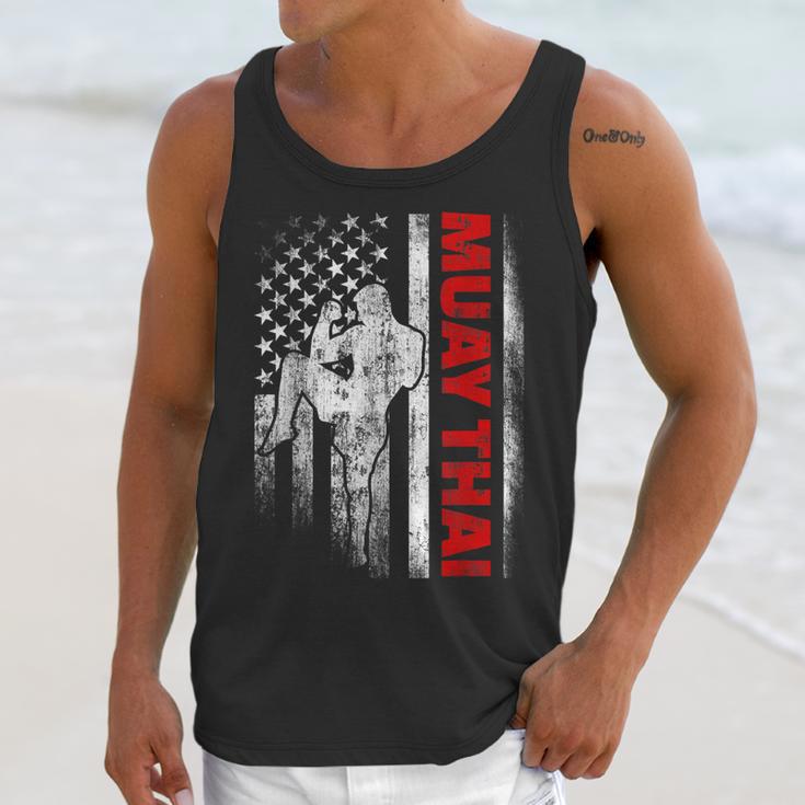 Muay Thai Boxing US American Flag Unisex Tank Top