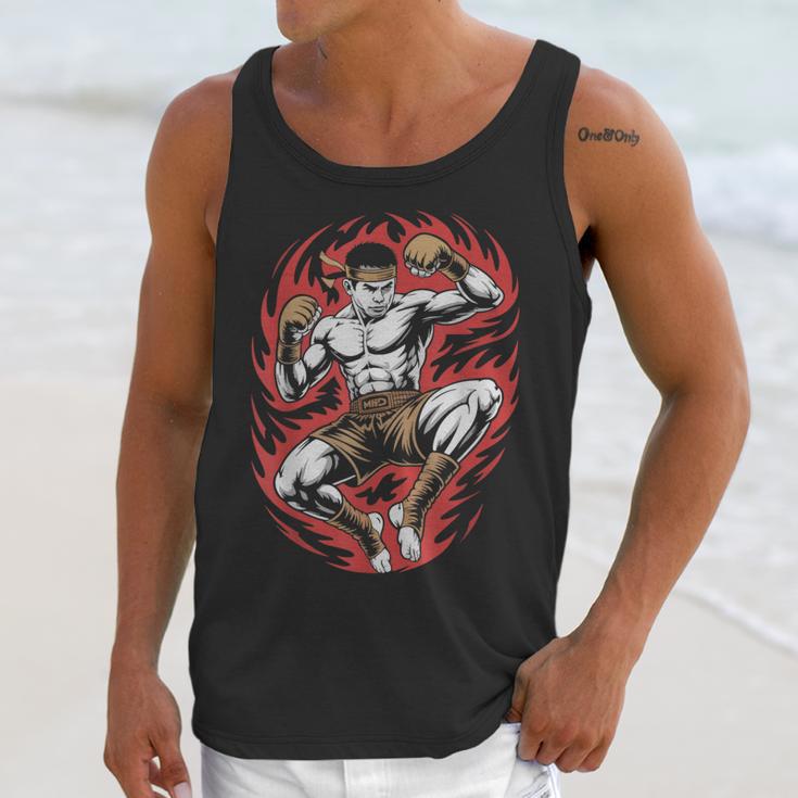Muay Thai Elbow Strike Silhouette Minimal Clean Sport Unisex Tank Top