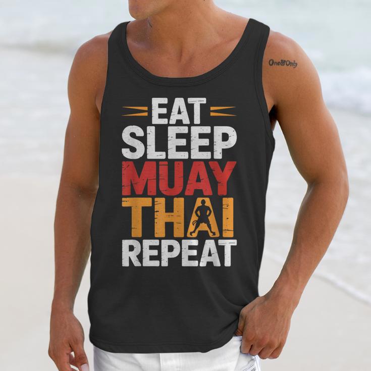 Muay Thai Fighter Eat Sleep Repeat Lifestyle Training Unisex Tank Top