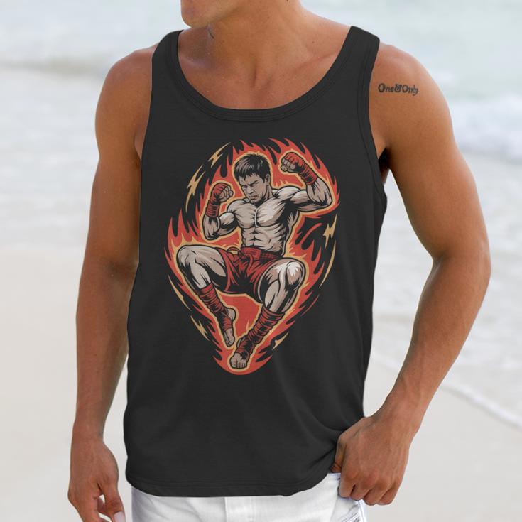 Muay Thai Fighter Teep Push Kick Minimal Line Art Clean Unisex Tank Top Muay Thai Fighter Teep Push Kick Minimal Line Art Clean Unisex Tank Top