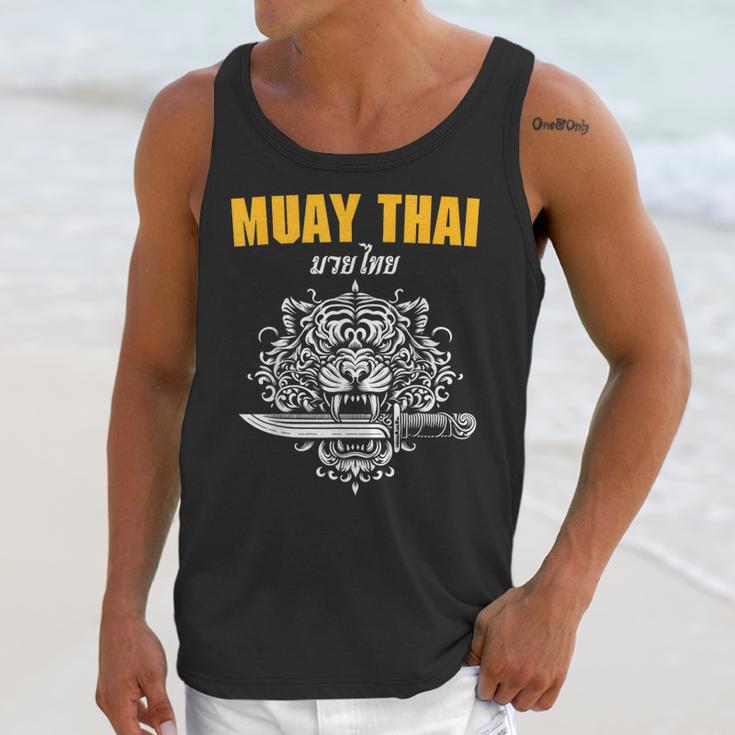 Muay Thai Sak Yant MMA Tattoo Tiger Lion Knife Martial Art Unisex Tank Top